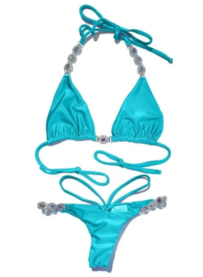 Dubai Triangle Bikini in Turquoise from Regina's Desire at Moosestrum.com