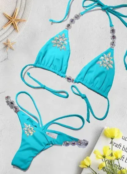 Dubai Triangle Bikini in Turquoise from Regina's Desire at Moosestrum.com