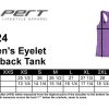 AQ224 Eyelet Racerback Tank Top Size Chart