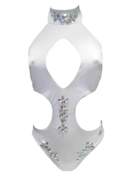 Malibu Rhinestone One Piece Swimsuit in White from Regina's Desire at Moosestrum.com