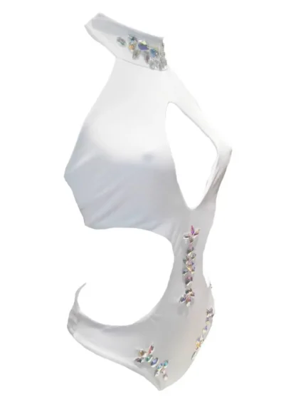 Malibu Rhinestone One Piece Swimsuit in White from Regina's Desire at Moosestrum.com