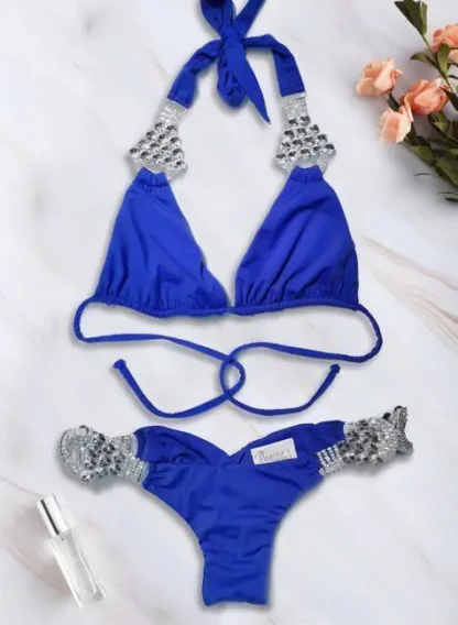 Nicole Halter Bikini in Blue from Regina's Desire at Moosestrum.com