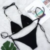 Onyx Bikini with Silver Straps from Moosestrum at Moosestrum.com