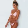 Textured Triangle Bikini in pink with Tie Sides from Moosestrum at Moosestrum.com