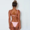 Textured Triangle Bikini in pink with Tie Sides from Moosestrum at Moosestrum.com