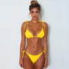 Textured Triangle Bikini in yellow with Tie Sides from Moosestrum at Moosestrum.com