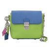 Tiny Leather Handbag in Blue & Lime w/Strap Option 2 from ClaudiaG Collection at Moosestrum.com