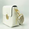 Tiny Leather Handbag in White w/Strap Option 1 from ClaudiaG Collection at Moosestrum.com