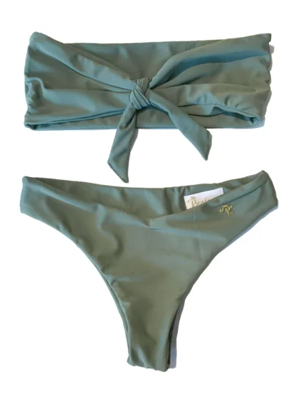 Zoey Bandeau Top & Classic Bottom in Khaki from Regina's Desire at Moosestrum.com