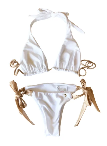 Regina's Desire Trish Halter Top & Tie Side Bottom in White