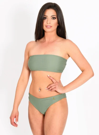 Zoey Bandeau Top & Classic Bottom in Khaki from Regina's Desire at Moosestrum.com