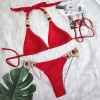 Gem & Crystal Bikini with Gold Chains in red from Moosestrum at Moosestrum.com