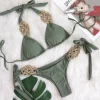 Woven Gold Olive Bikini with Tie Sides from Moosestrum at Moosestrum.com