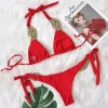 Woven Gold Red Bikini with Tie Sides from Moosestrum at Moosestrum.com
